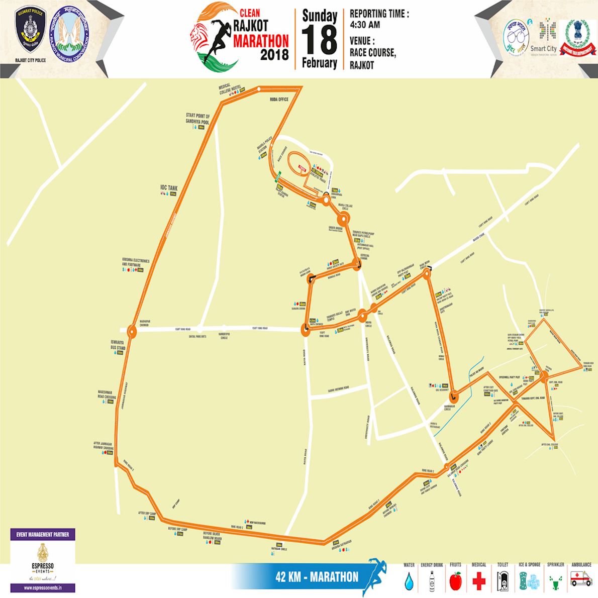 Rajkot Marathon MAPA DEL RECORRIDO DE